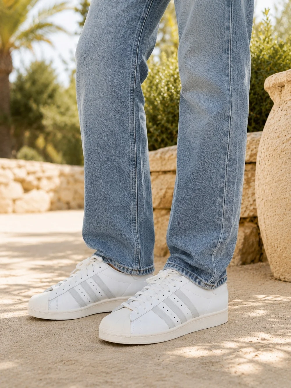Adidas Originals Superstar White Leather Sneakers Men's Size 10 Shell Toe